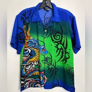 J/E/T brand DRAGON Button Up / Colorful / size medium